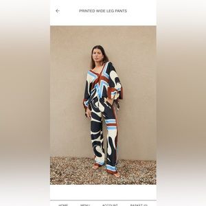 Zara Printed wide leg trousers